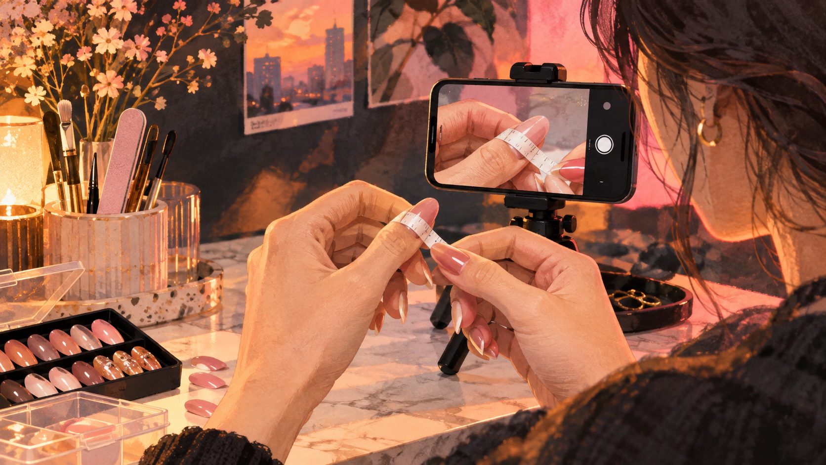 美甲穿戴甲尺寸測量教學動態短片：把測量表拍成高轉換教學