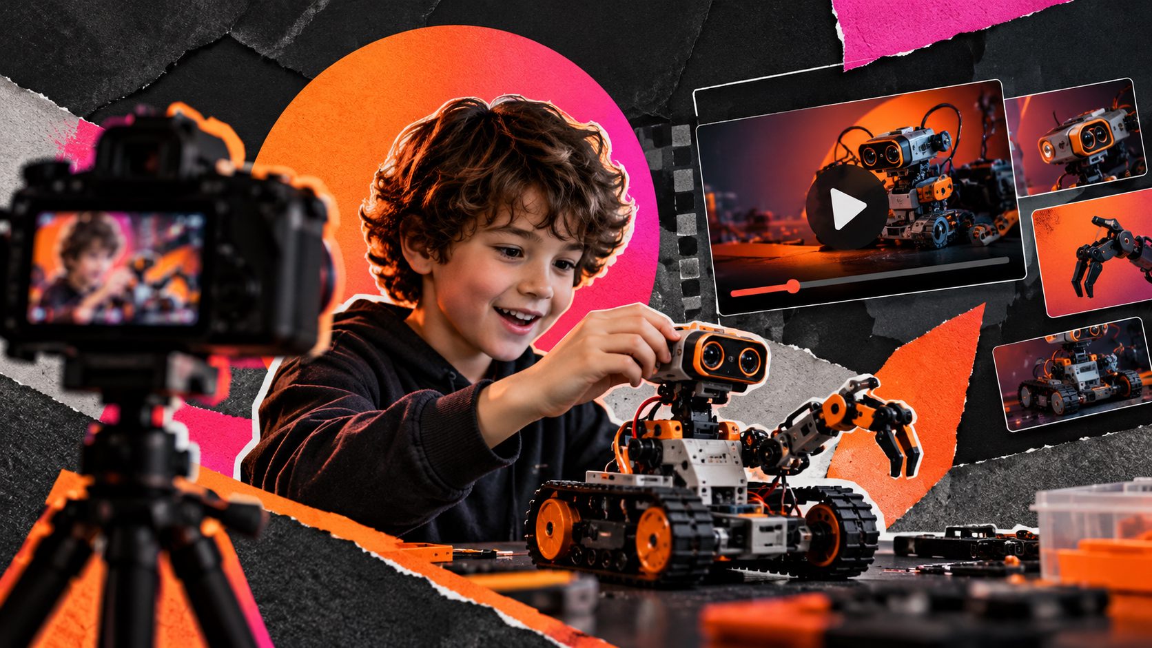 Criar vídeo de anúncio para kits de robótica educacional para crianças