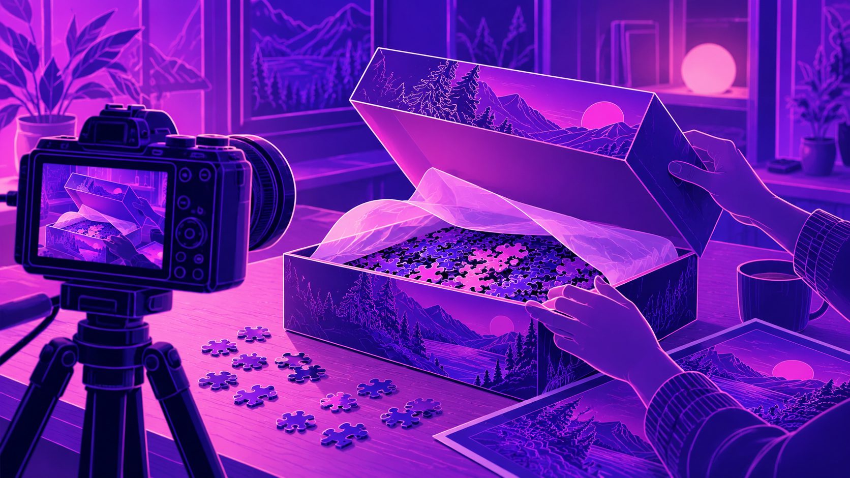 Crear videos de unboxing para marcas de puzzles para adultos