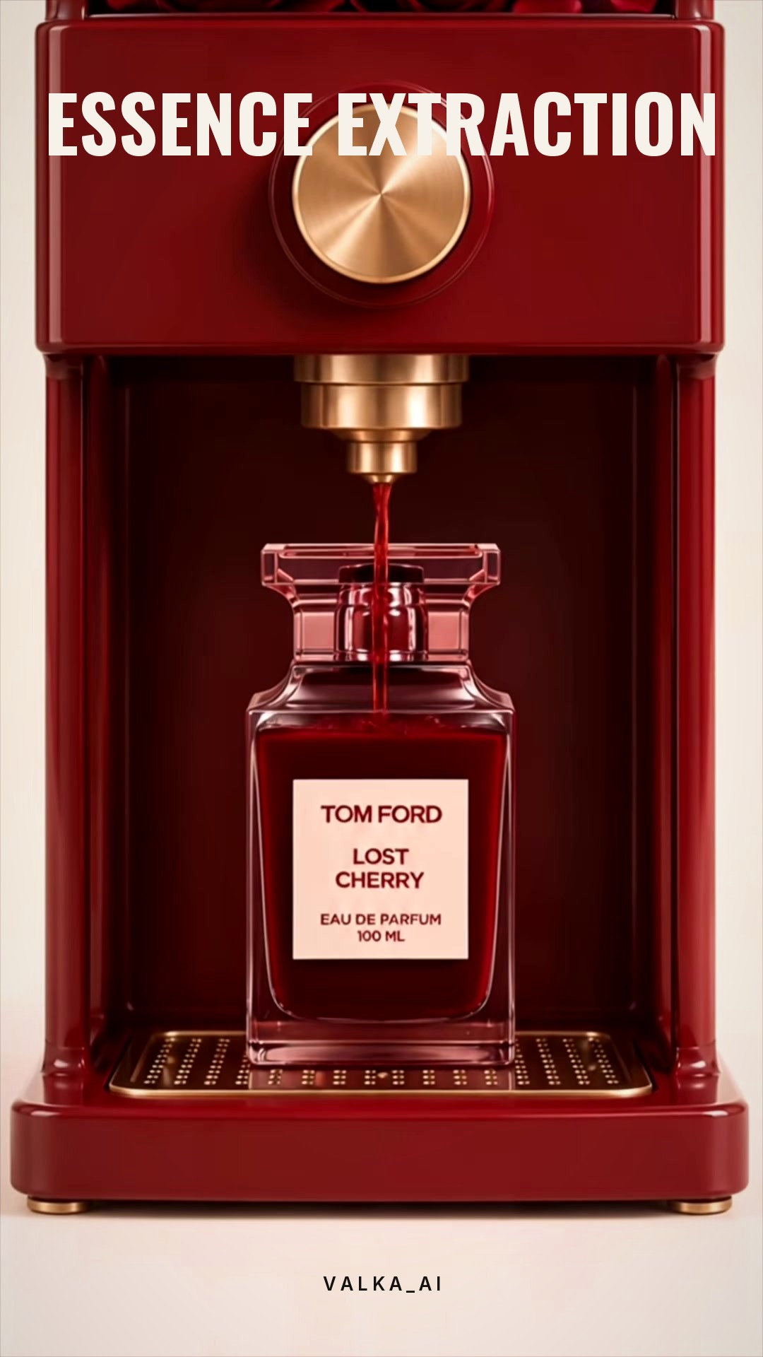 Anuncio IA de Perfume: Extracción Hidráulica de Lujo