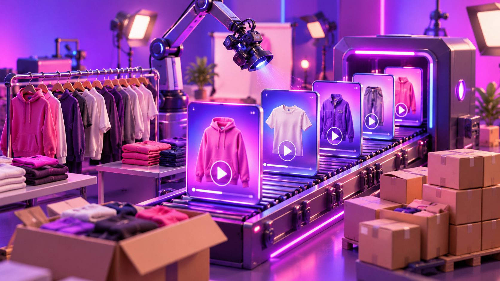 Automatiser vidéo publicitaire pour vente de fin de série textile pro : méthode en volume