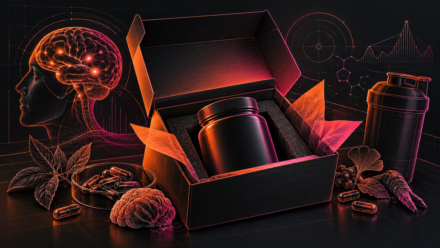 Crear video publicitario de unboxing para suplementos nootropicos