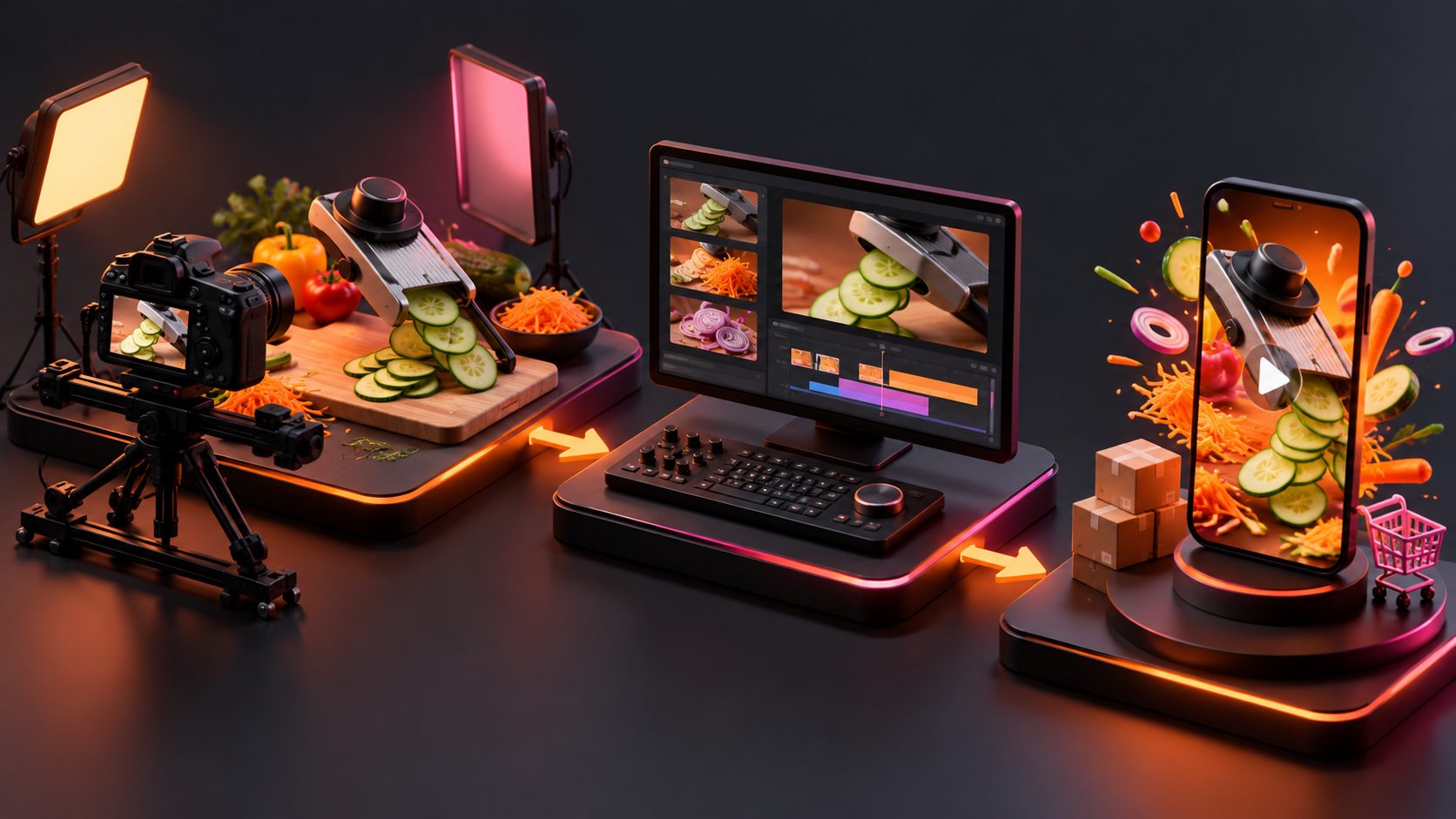 vidéo publicitaire mandoline de cuisine macro : guide e-commerce