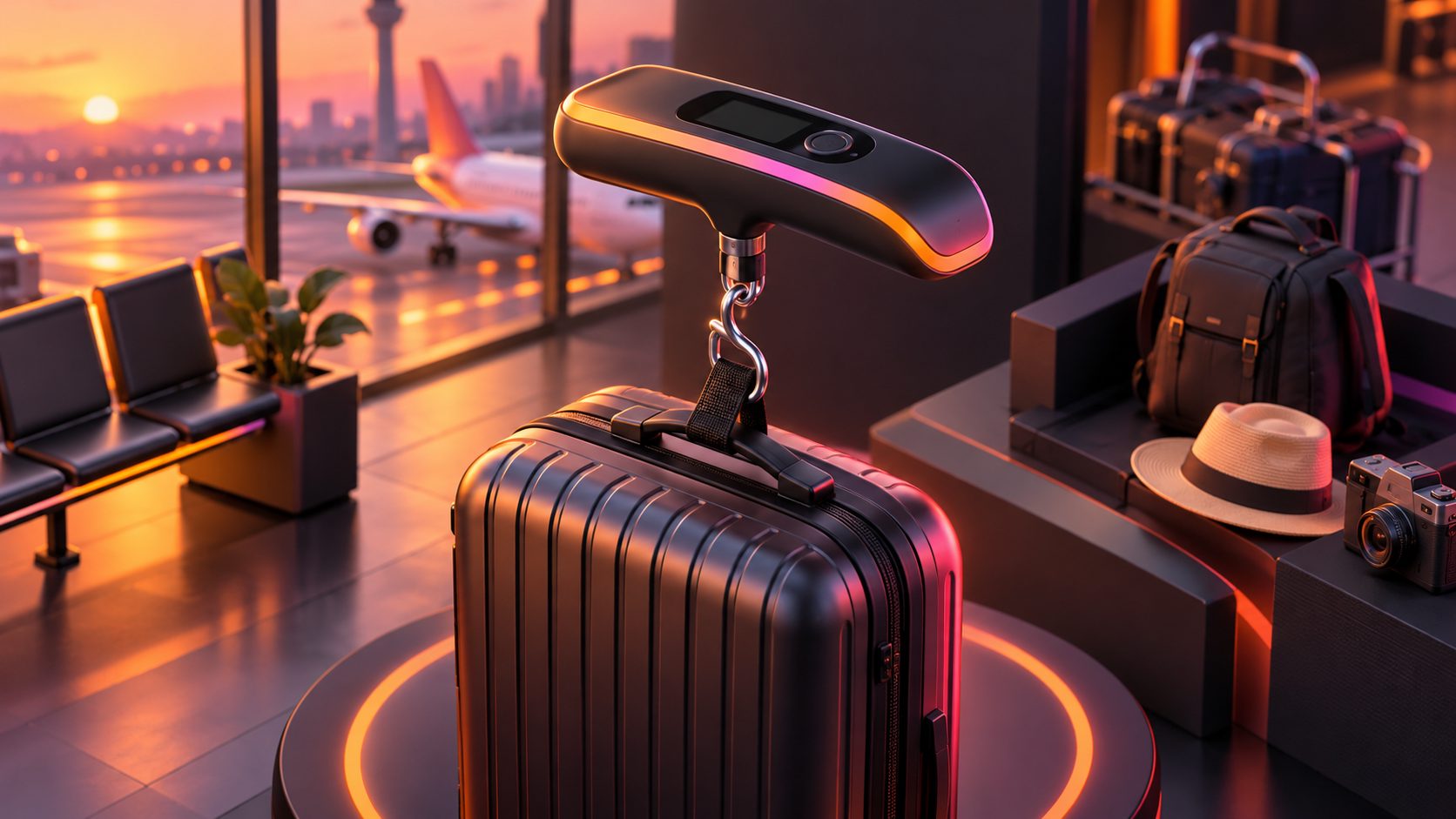 Créer vidéo publicitaire pour pèse bagage électronique suspendu voyage