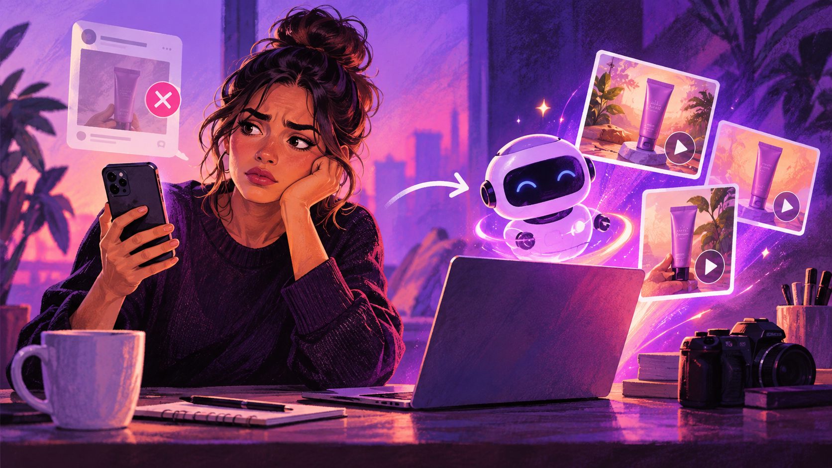 Influencer não postou produto: gerar criativo de vídeo de contingência