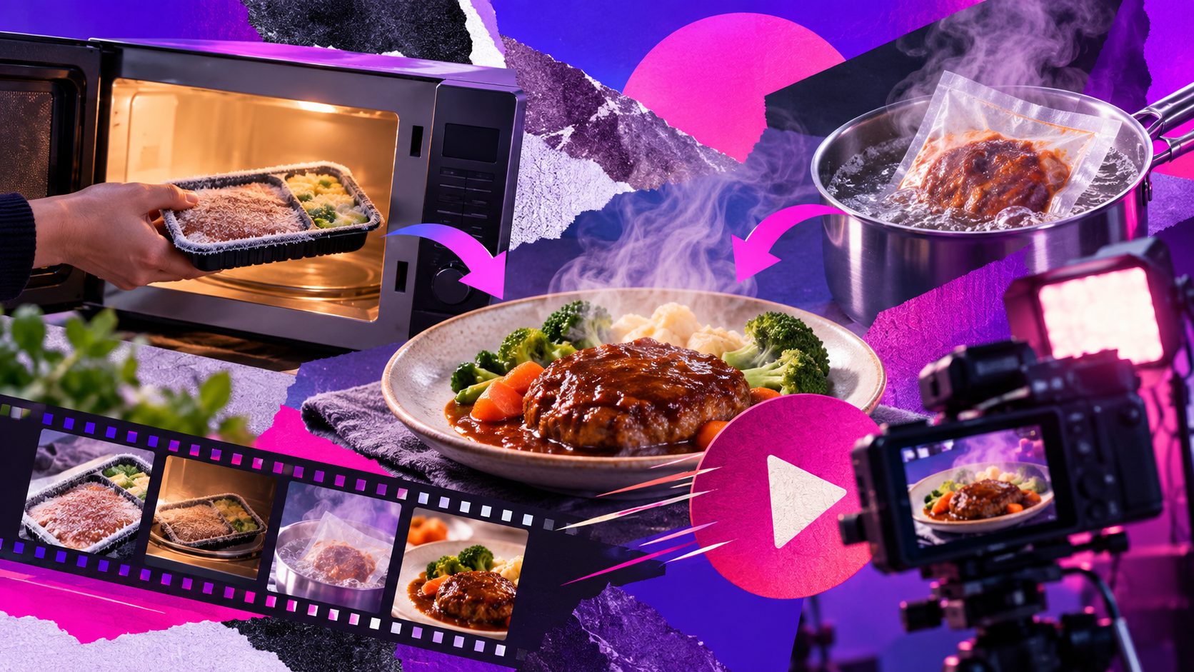 冷凍食品 調理方法 動画 広告 作り方｜電子レンジ・湯煎を15秒で伝える