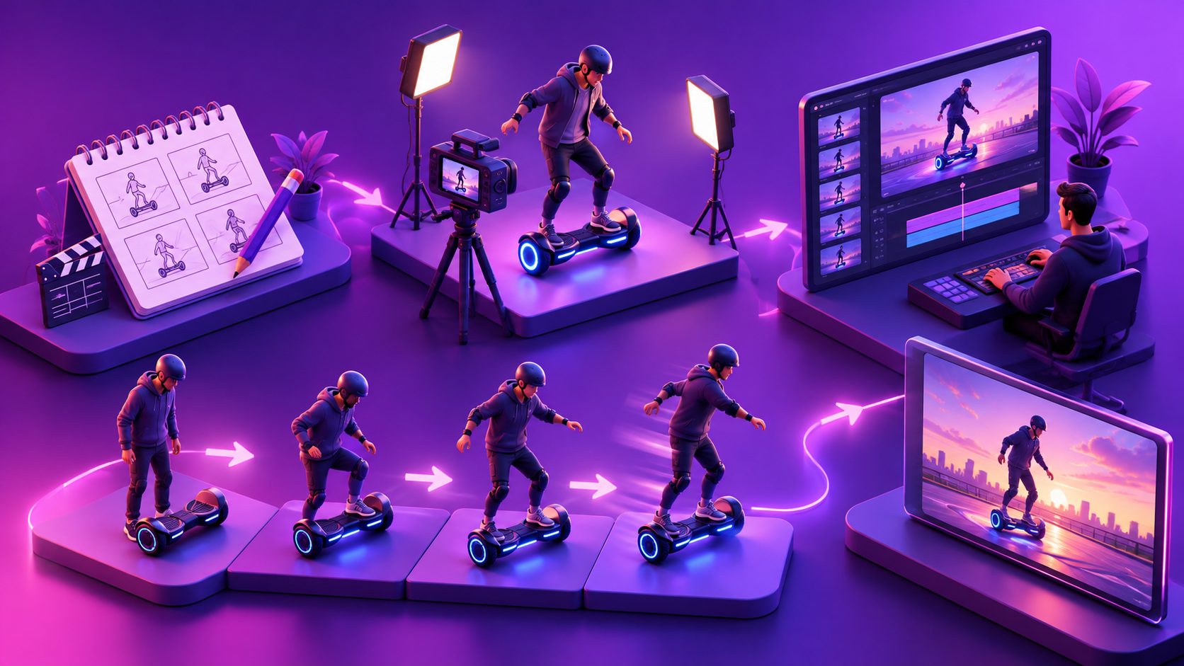 Anuncio en video tutorial hoverboard principiantes: guion seguro