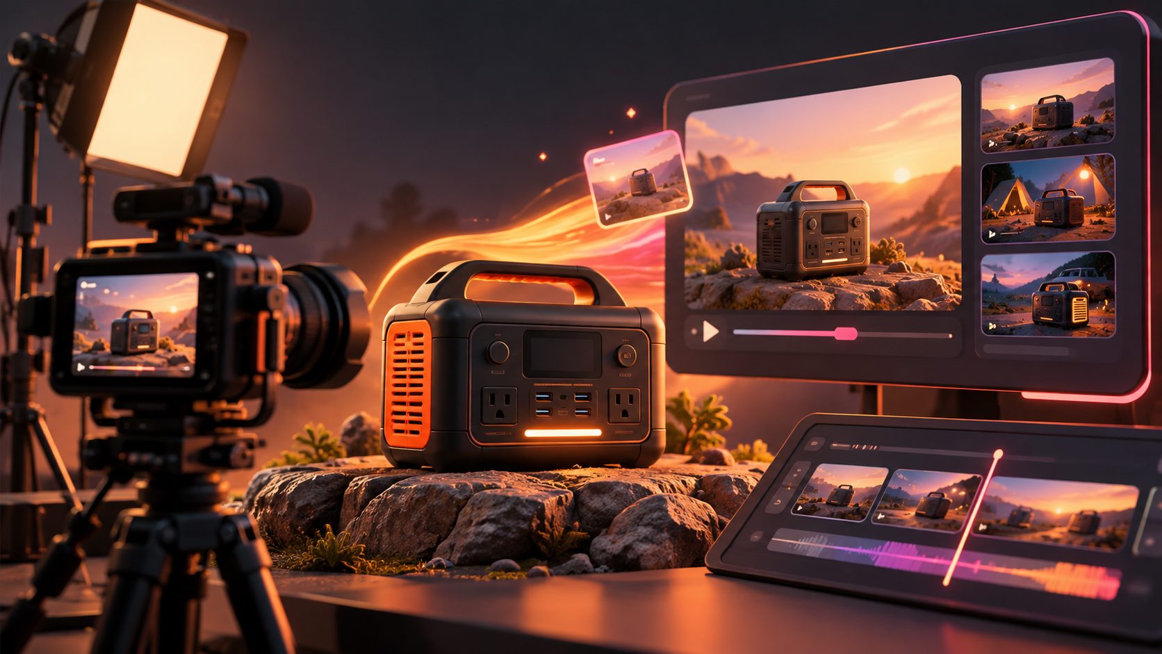 Créer vidéo publicitaire générateur électrique portable IA