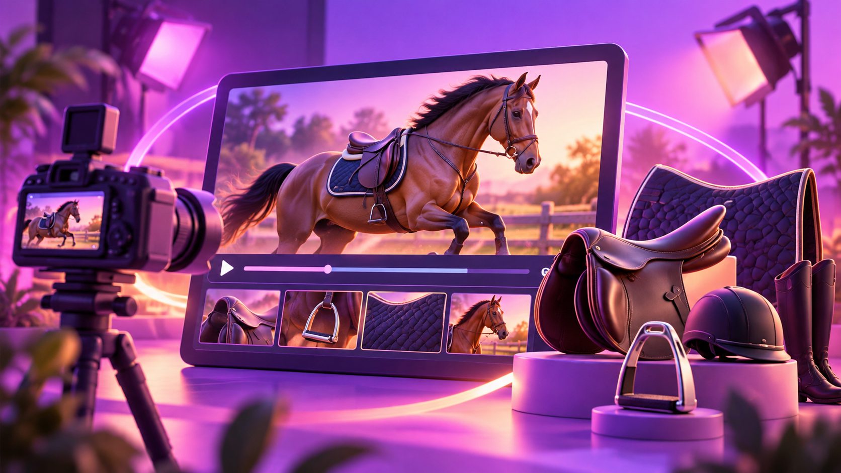 Générateur de vidéo publicitaire pour matériel d'équitation : méthode e-commerce