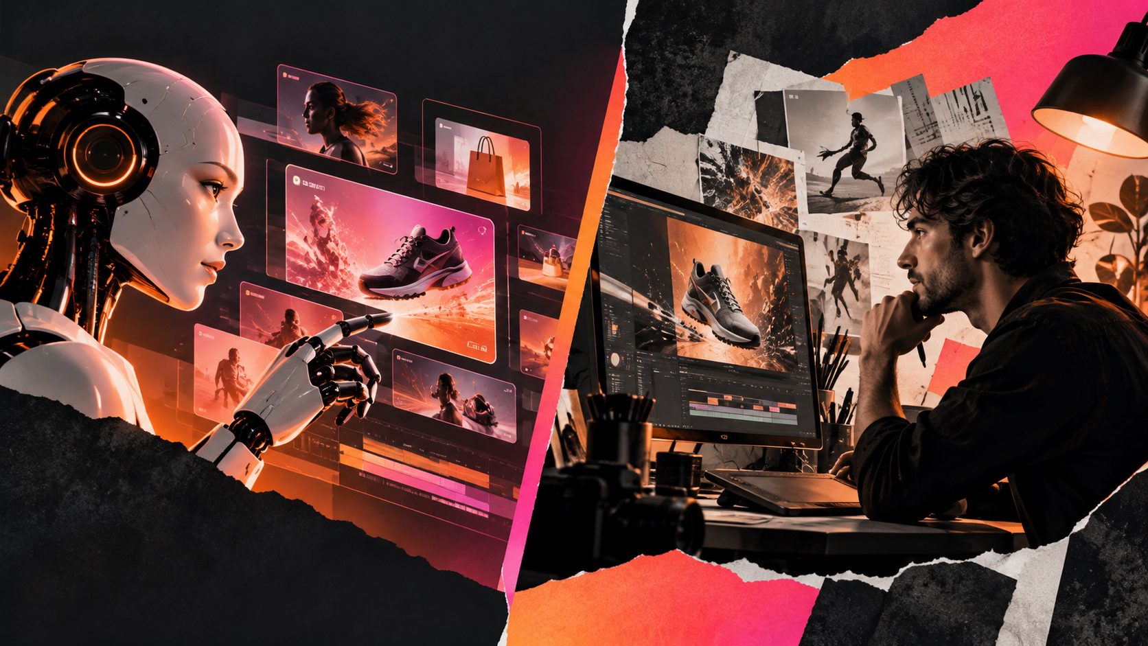 Comparateur logiciel pub vidéo IA vs motion designer freelance e-commerce
