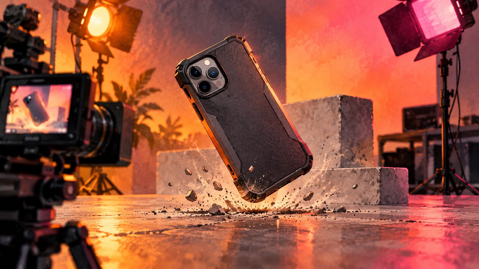 Créer vidéo publicitaire test de chute coque smartphone : méthode et script
