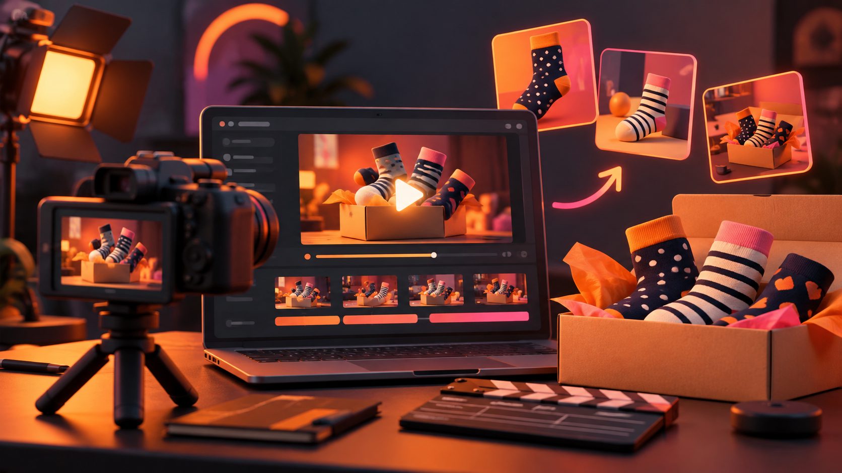 Générateur de vidéo publicitaire pour abonnements chaussettes box : scénario et méthode