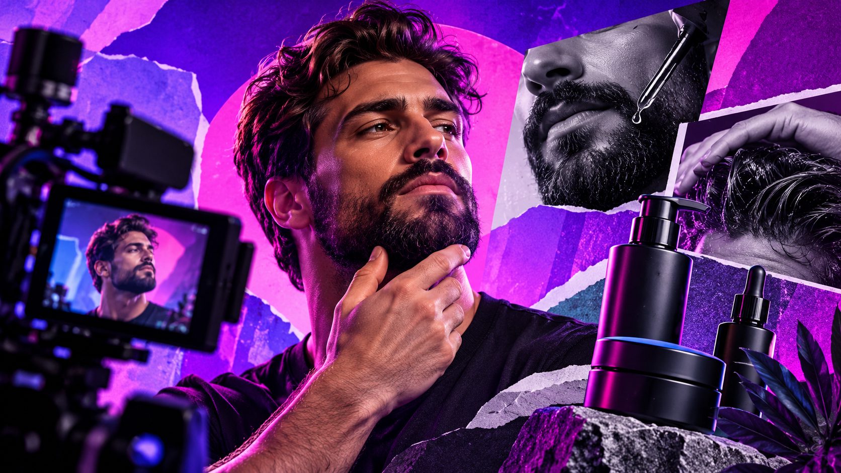 Vídeo de anúncio para cosméticos masculinos barba e cabelo