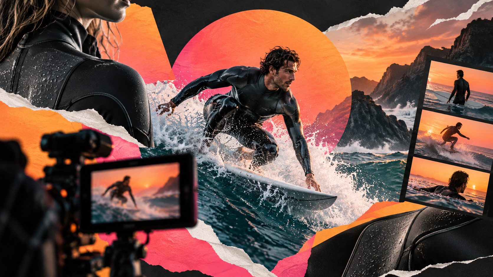 Crear anuncios de video para trajes de neopreno y surf