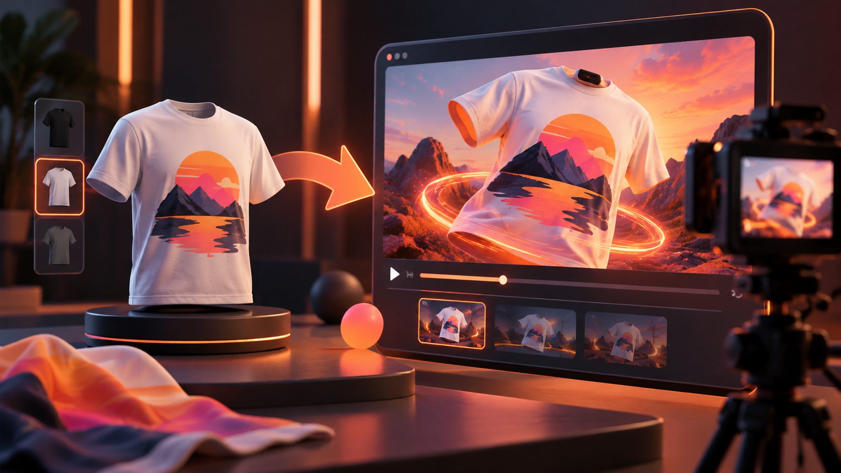 Print on Demand T-Shirt Mockup in Video Ad verwandeln