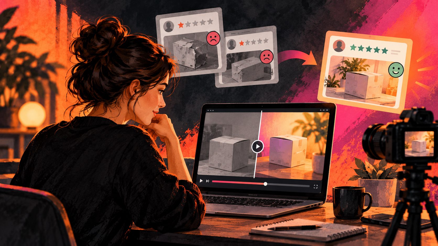 Crear video comparativo para aclarar reseñas negativas Trustpilot ecommerce