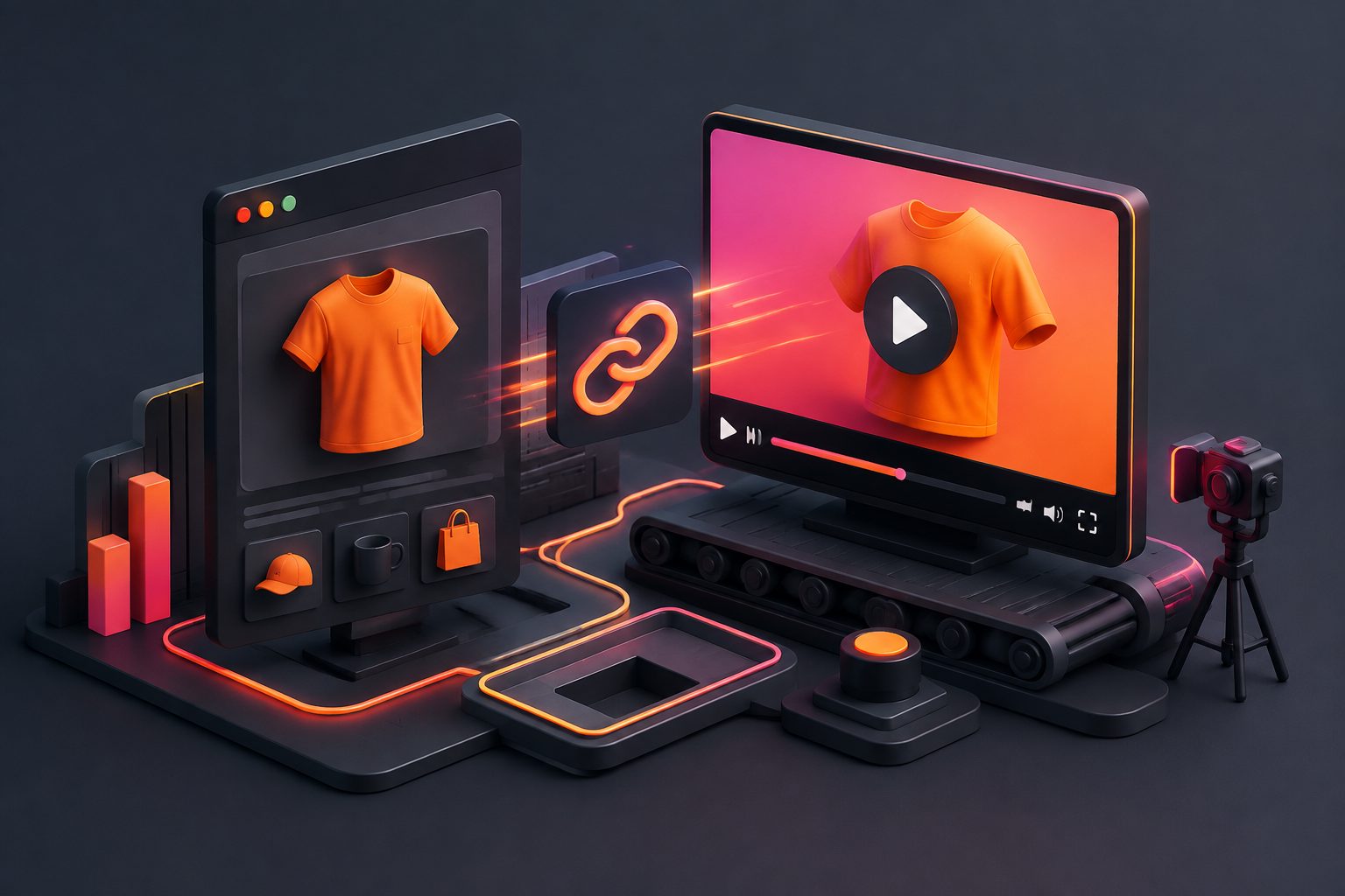 Ferramenta para transformar link de produto Shopify em vídeo