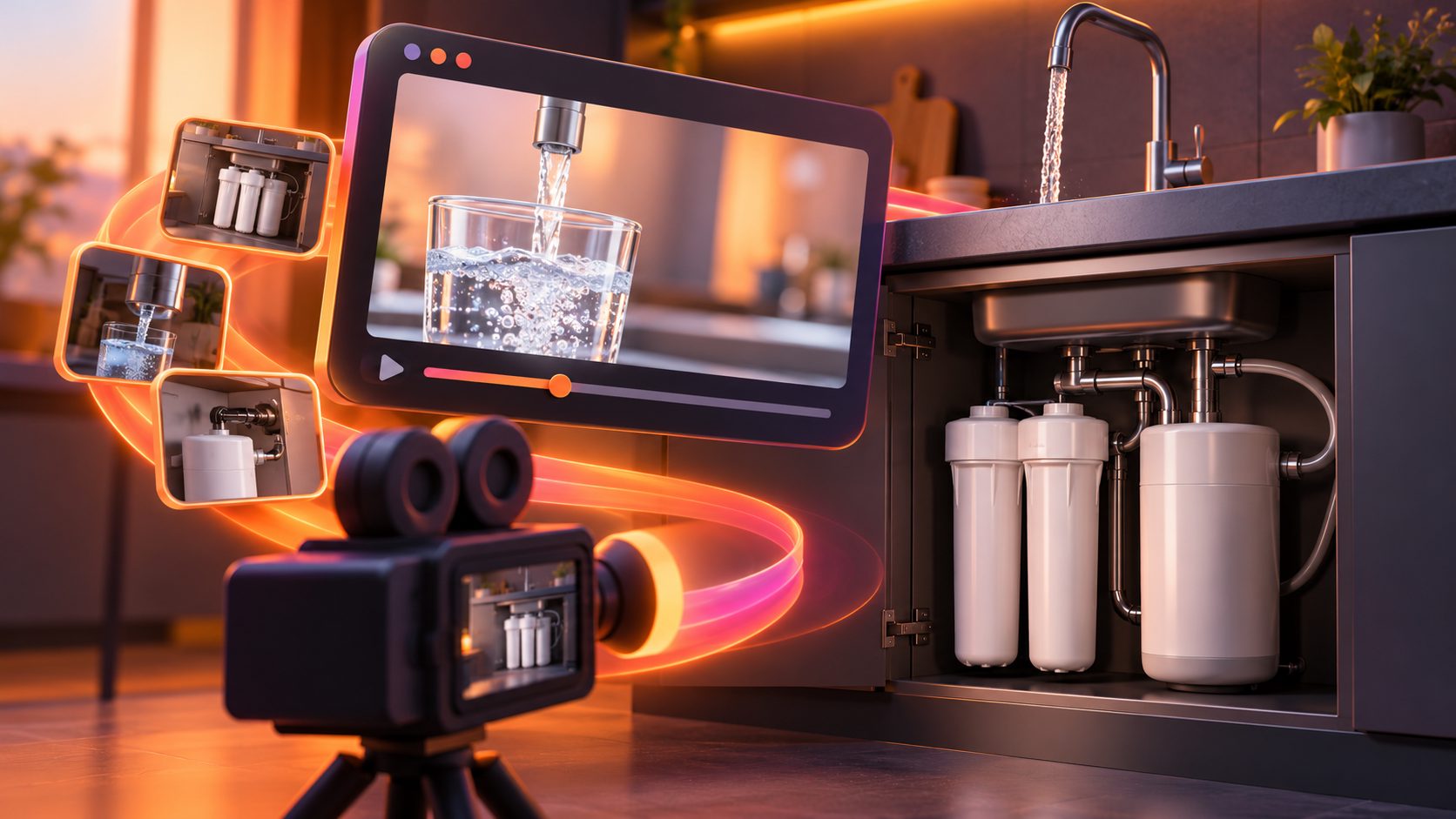 Générateur de vidéo publicitaire pour filtre à eau sous évier