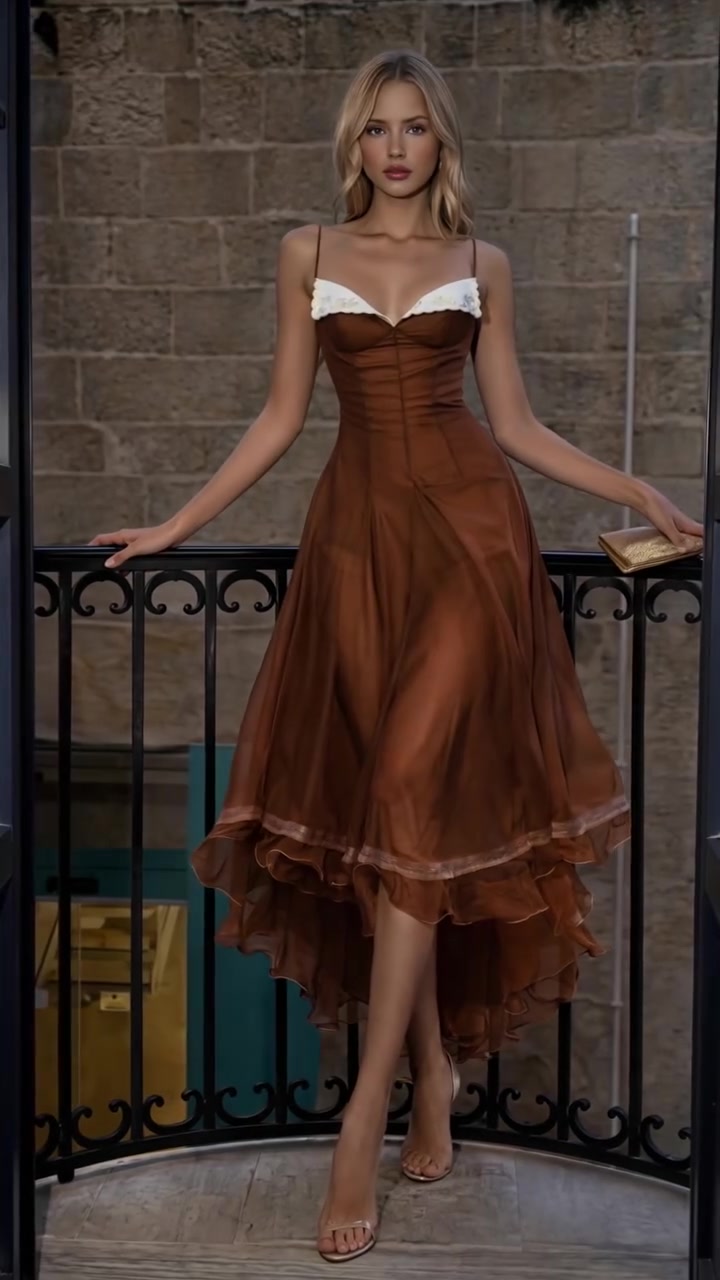 Fall magic stitched into every stitch 🍂 Organza trim accents dreamy silhouette ✨ Ruffled hem dances with gentle, artistic flow 🕊️