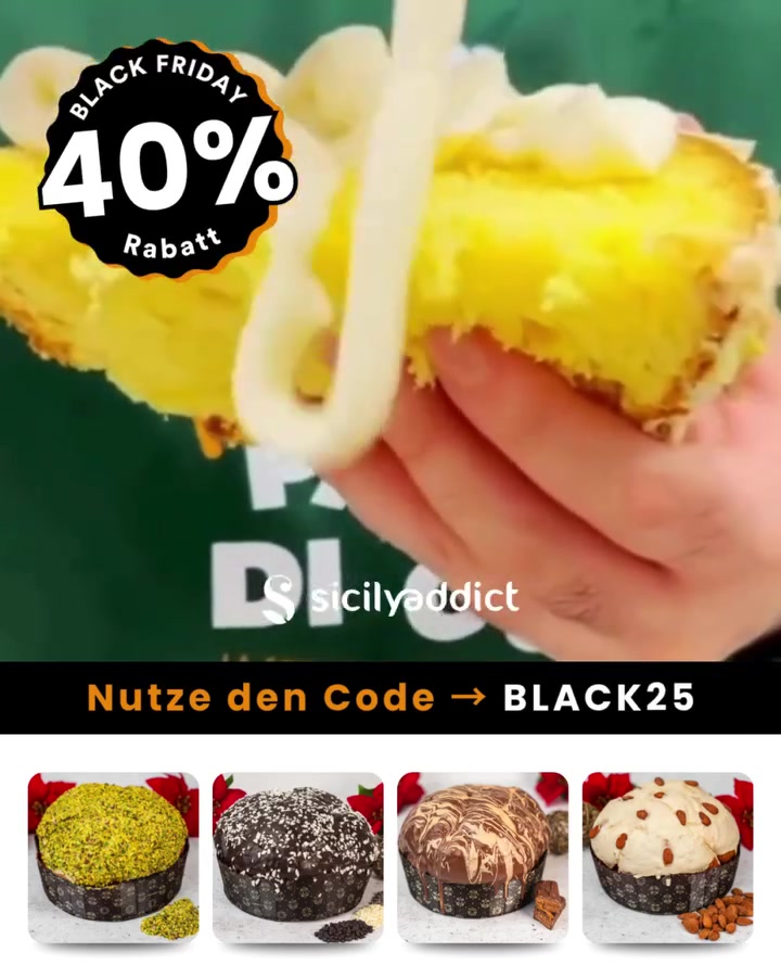 ACHTUNG! 🎉 Der leckerste Black Friday ist da – mit SicilyAddict!
Genieße unglaubliche Rabatte von bis zu 40 % und erhalte ein Gratisprodukt, um deine Feiertage noch süßer zu machen.
Made in Italy – 10